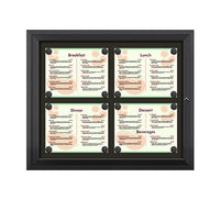 Outdoor Enclosed Magnetic Restaurant Menu Display Case | 14" x 11" Landscape | Holds Four Landscape Menus 2 TOP 2 BOTTOM