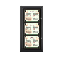 Outdoor Enclosed Magnetic Restaurant Menu Display Case | 14" x 11" Landscape | Holds Three Landscape Menus STACKED