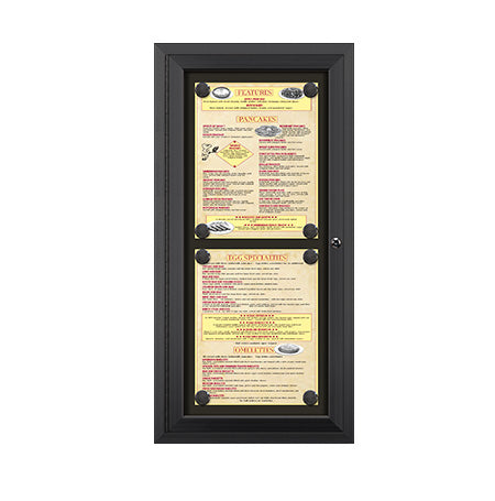 Outdoor Enclosed Magnetic Restaurant Menu Display Case | 11" x 14" Portrait | Holds Two Portrait Menus STACKED