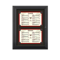 Outdoor Enclosed Magnetic Restaurant Menu Display Case | 17" x 11" Landscape | Holds Two Landscape Menus STACKED