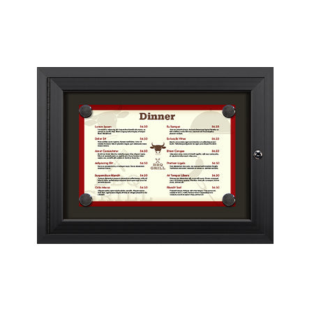 Outdoor Enclosed Magnetic Restaurant Menu Display Case for 17x11 Landscape Size Single Menu