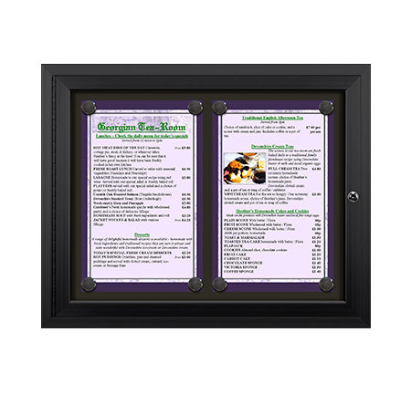 Outdoor Enclosed Magnetic Restaurant Menu Display Case | 11" x 17" Portrait | Holds Two Portrait Menus ACROSS