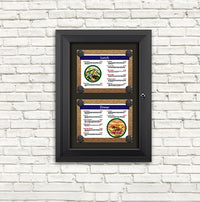 Outdoor Enclosed Magnetic Restaurant Menu Display Case | 11" x 8 1/2" Landscape | Holds Two Landscape Menus STACKED