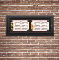 Outdoor Enclosed Magnetic Restaurant Menu Display Case | 14" x 8 1/2" Landscape | Holds Two Landscape Menus ACROSS