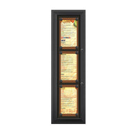 Outdoor Enclosed Magnetic Restaurant Menu Display Case | Tall, Wall Mount Metal Cabinet Holds Three 8.5" x 14" Portrait Menus STACKED