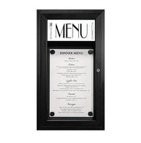 MAGNETIC Outdoor Enclosed Menu Case 17x30 with Custom Printed Restaurant Menu Display Header | CAFE | MENU | BISTRO | TODAY'S SPECIALS