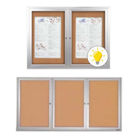 Enclosed Indoor Poster Cases Radius Edge with Lights (Multiple Doors)