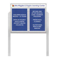 Two Door Freestanding 45x36 Weatherproof Enclosed Outdoor Message Center Letter Boards with Header