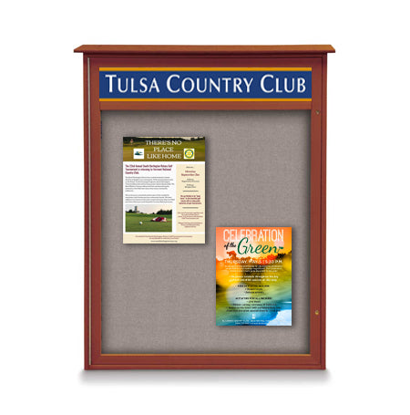 16x34 MINI Outdoor Message Center Wall Mount Information Board with Header | Maintenance Free