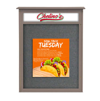 11x17 Outdoor Cork Board Message Center with Header - LEFT Hinged (Image Not to Scale)