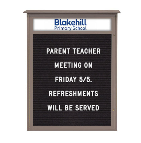 32" x 48" Outdoor Message Center Letter Board with Header (Single Door)