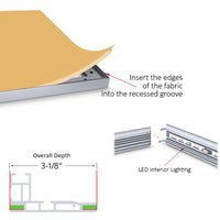 Slim Style Design is only 3 1/8" Deep. LED's are located on the Interior Perimeter of the 2 larger Frame Sides for a Bright Illuminated Display