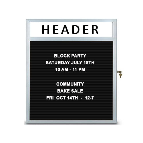 Indoor Slim Style Enclosed Letter Boards with Sleek Radius Edge Corners and Free Personalzed Message Header | Side Locking Display Case