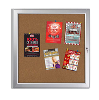 Outdoor Premium Weatherproof Notice Corkboard | Holds (12) 8.5x11 Graphics | Silver Finish