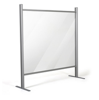 39.37" W x 47.24" H Adjustable Aluminum Frame Acrylic Countertop Sneeze Guard