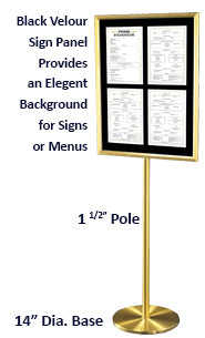 Touch of Class 18x18 Hospitality Sign Holder Stands + Black Velour + Satin Aluminum Finish