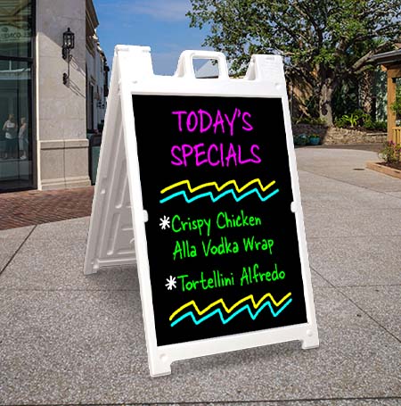 STREET-MASTER A-Board 22x28 Outdoor Sidewalk Plastic Sign Board A-Frame with Wet Erase Black Marker Kit, 2-Sided