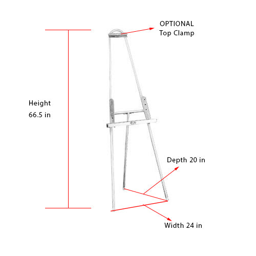 ULTRA-LUXURY SOLID Polished Stainless Steel Easel Sign Stand comes with Adjustable Ledge, allows for Poster Boards, Framed Material and other Sign Material to be Displayed in an Elegant Manner. OPTIONAL: TOP CLAMP - Holds signs and posters in place to prevent from falling or moving from easel.