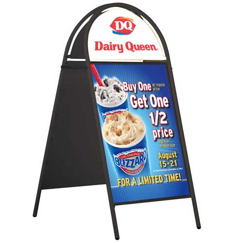 Black A-Board 24x36 Sign Holder with Semi Circle Header