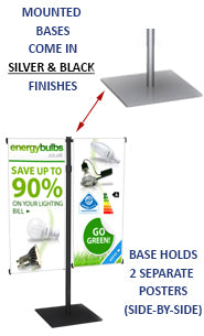 Adjustable Countertop Banner Stand Displays Two Small 18" Wide Banners + Pole Telescopes 24"- 42"