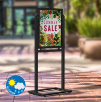 Weatherproof Free Standing, Heavyweight Outdoor Champ Sign Holder 22x28 with Steel Base