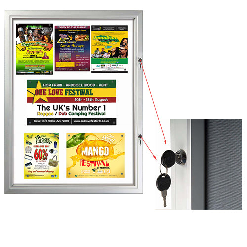 Lockable Magnetic Boards have (2) Front Locks with Key Set to keep the enclosed notice board secure.