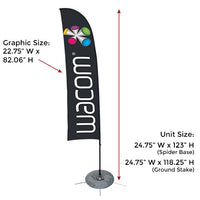 Flag Size 22.75" W x 82.06" H | Full Unit Size 24.75" W x 118.25"-123" H (varies by base type)