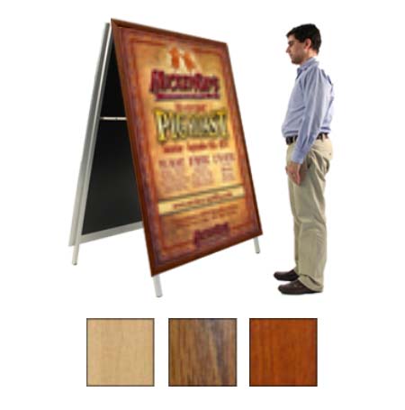 Large A-Frame 27x39 Sign Holder with Foldable Wood Snap Frame for Indoor and Outdoor Display