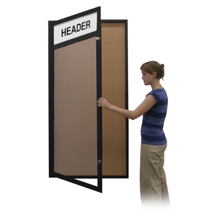 36x48 Extra Large Outdoor Enclosed Bulletin Board Swing Cases with Header (Single Door)