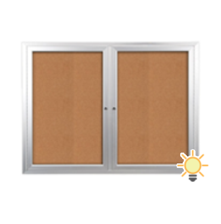 Enclosed Indoor Bulletin Boards 84 x 24 with Interior Lighting and Radius Edge (2 DOORS)