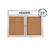 Enclosed Outdoor Bulletin Boards 50" x 50" with Message Header (2 DOOR)