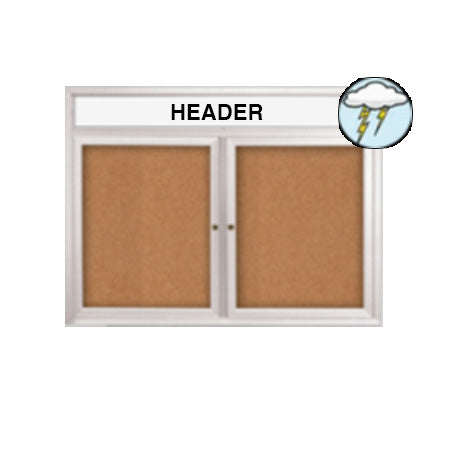 Enclosed Outdoor Bulletin Boards 84" x 30" with Message Header (2 DOOR)