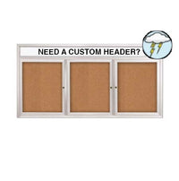 Enclosed Outdoor Bulletin Boards 72" x 30" with Message Header (3 DOOR)