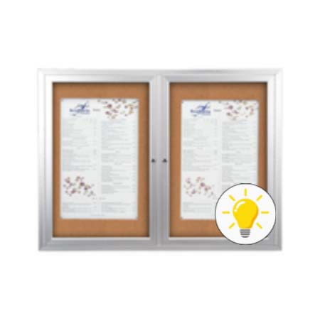 84 x 30 INDOOR Enclosed Bulletin Boards with Lights (2 DOORS)
