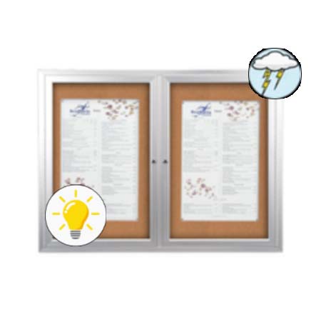 60 x 60 Enclosed Outdoor Bulletin Boards with Lights (2 DOORS)