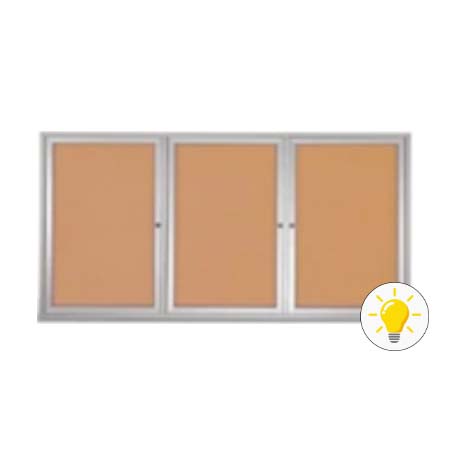 Enclosed Indoor Bulletin Boards 84 x 48 with Interior Lighting and Radius Edge (3 DOORS)