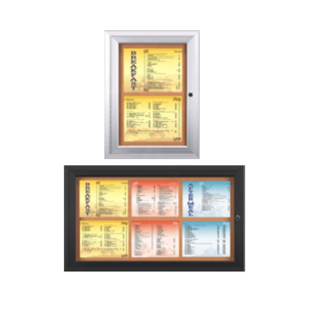 Indoor Enclosed Menu Cases with Lights (8 1/2" x 11" Landscape Menus)