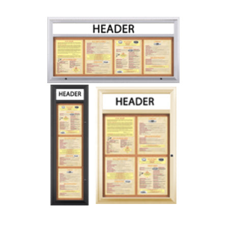 Indoor Enclosed Menu Cases with Header (11" x 14" Portrait Menus) (Radius Edge)