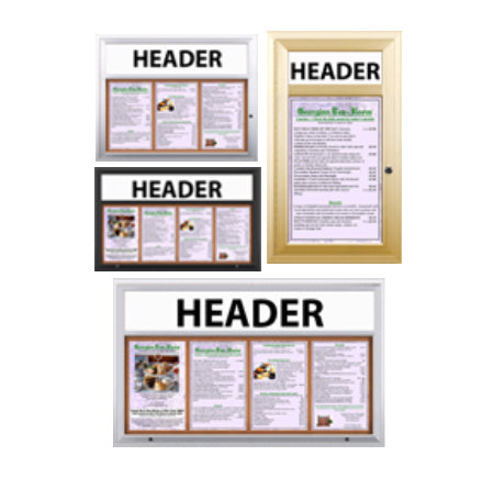 Indoor Enclosed Menu Cases with Header (11" x 17" Portrait Menus)