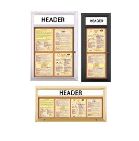 Indoor Enclosed Menu Cases with Header & Lights (11" x 14" Portrait Menus)