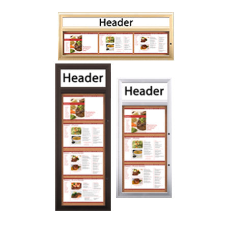 Indoor Enclosed Menu Cases with Header & Lights (11" x 17" Landscape Menus)