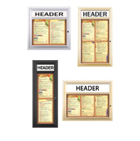 Indoor Enclosed Menu Cases with Header & Lights (8 1/2" x 14" Portrait Menus)