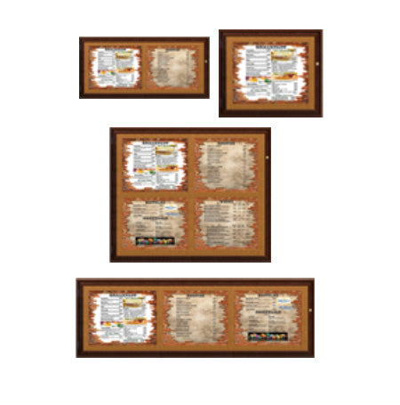 Indoor Enclosed Wood Menu Cases (11" x 14" Landscape Menus)