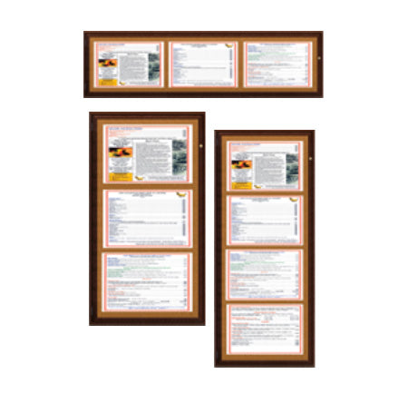 Indoor Enclosed Wood Menu Cases (11" x 17" Landscape Menus)