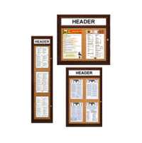 Indoor Enclosed Wood Menu Cases with Header (11" x 14" Portrait Menus)