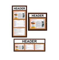 Indoor Enclosed Wood Menu Cases with Header (11" x 17" Landscape Menus)