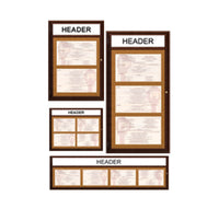 Indoor Enclosed Wood Menu Cases with Header & Lights (8 1/2" x 14" Landscape Menus)