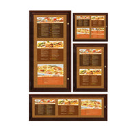 Indoor Enclosed Wood Menu Cases with Lights (8 1/2" x 14" Landscape Menus)