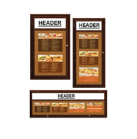 Indoor Enclosed Wood Menu Cases with Header (8 1/2" x 11" Landscape Menus)