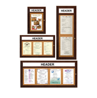 Indoor Enclosed Wood Menu Cases with Header & Lights (11" x 14" Portrait Menus)